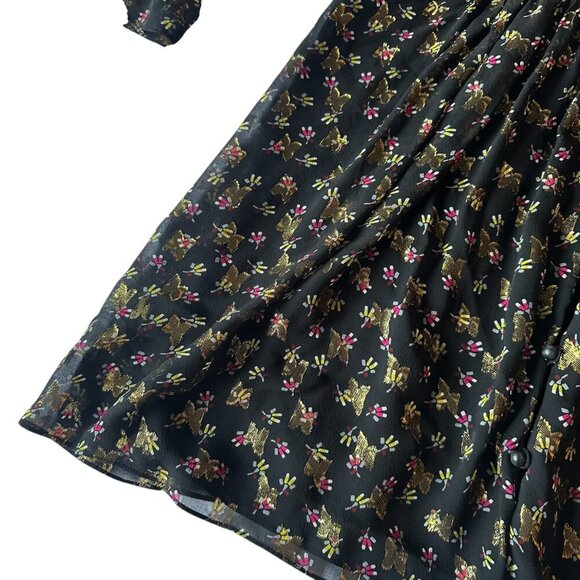 Diane Von Furstenburg DVF Kourtni Silk Blend Dress Metallic Button-Down Size 0 - Picture 5 of 15